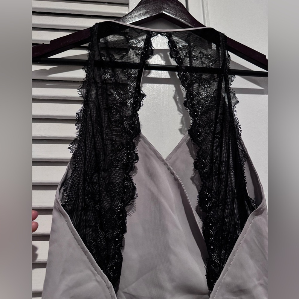 Backless gray lace dress